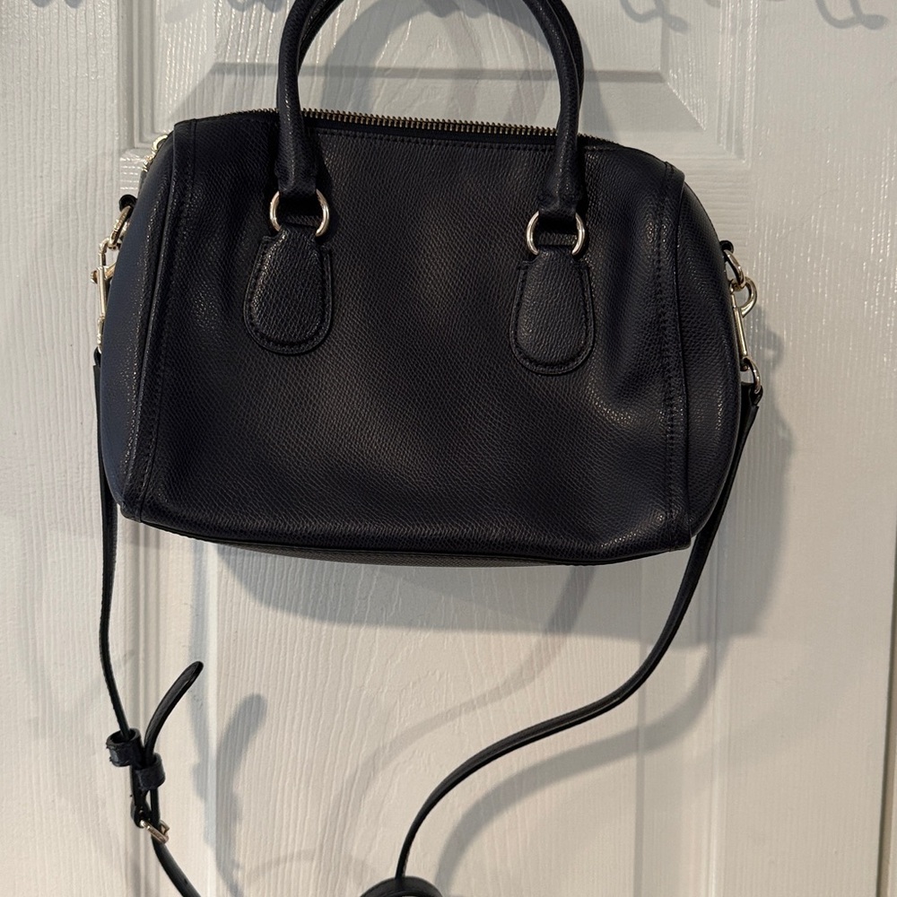 Navy Women's Leather Satchel Handbag - Classic Structured Purse navy - Picture 3 of 8